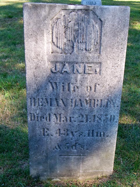 Gravestone of Jane (Wilson) Hamblin in Greenwood Cemetery, USA, NY, Niagara, Wilson
